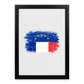 Coup de pinceau Mashup de drapeau de l’UE et de la France - Affiche encadrée (27 × 37 cm) - noir - Devant