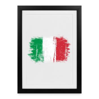 Drapeau italien coups de pinceau - Affiche encadrée (27 × 37 cm) - noir - Devant