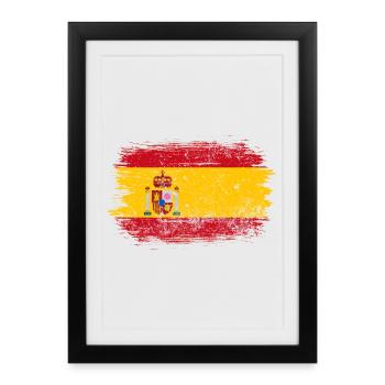 Emblème du drapeau espagnol au pinceau - Affiche encadrée (27 × 37 cm) - noir - Devant