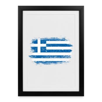 Drapeau grec brossé - Affiche encadrée (27 × 37 cm) - noir - Devant