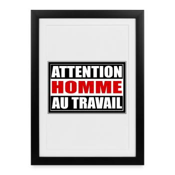 Homme au travail - Affiche encadrée (27 × 37 cm) - noir - Devant