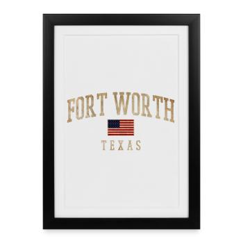 Fort Worth Texas Rustic Flags - Framed poster (27 × 37 cm) - black - Front