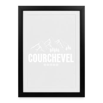 Courchevel, Savoie, station de ski - Affiche encadrée (27 × 37 cm) - noir - Devant
