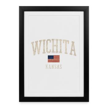 Arche du drapeau ancien de Wichita, Kansas - Affiche encadrée (27 × 37 cm) - noir - Devant