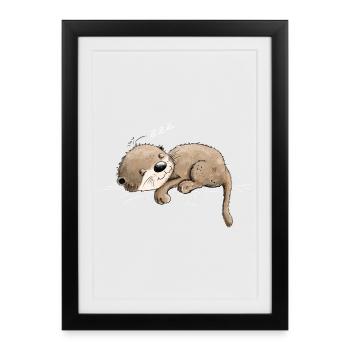 Dreaming otter takes a break - Framed poster (27 × 37 cm) - black - Front