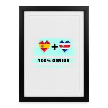 L’Espagne et le Costa Rica font 100% de génie - Affiche encadrée (27 × 37 cm) - noir - Devant