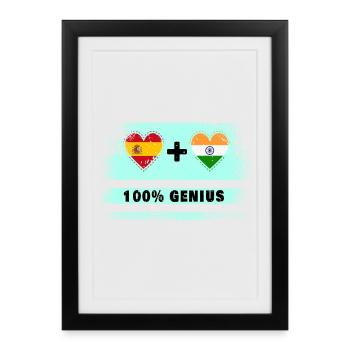 L’Espagne et l’Inde font 100% de génie - Affiche encadrée (27 × 37 cm) - noir - Devant