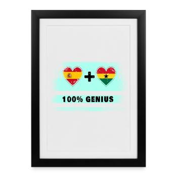L’Espagne et le Ghana drapeaux 100 % géniaux - Affiche encadrée (27 × 37 cm) - noir - Devant
