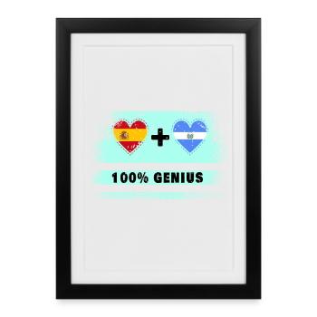 L’Espagne et le Salvador drapeaux 100 % géniaux - Affiche encadrée (27 × 37 cm) - noir - Devant