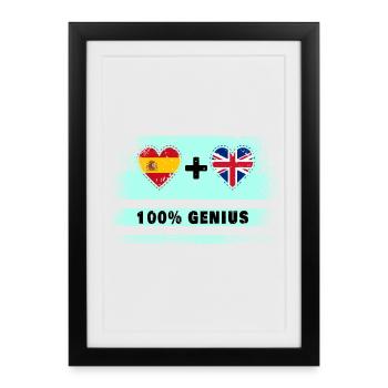 L’Espagne et la Grande-Bretagne draguent 100% génie - Affiche encadrée (27 × 37 cm) - noir - Devant