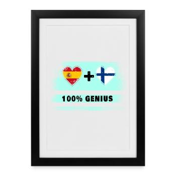 L’Espagne et la Finlande drasent 100% génie - Affiche encadrée (27 × 37 cm) - noir - Devant