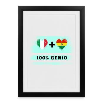 Italie et Bolivie 100% drapeau de génie - Affiche encadrée (27 × 37 cm) - noir - Devant