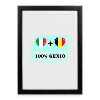 Italy and Belgium 100% genius flag - Framed poster (27 × 37 cm) - black - Front