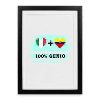 Drapeau de l’Italie et de l’Équateur 100 % Genius - Affiche encadrée (27 × 37 cm) - noir - Devant