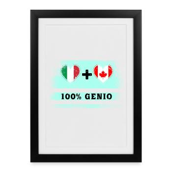 Italie et Canada 100% drapeau de génie - Affiche encadrée (27 × 37 cm) - noir - Devant