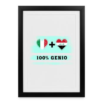 Italie et Irak 100% drapeau de génie - Affiche encadrée (27 × 37 cm) - noir - Devant