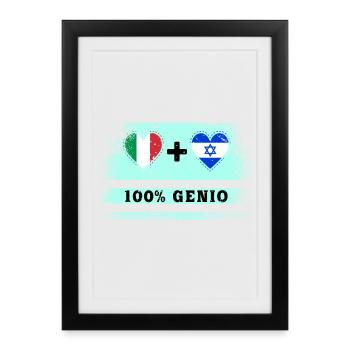 Italie et Israël 100% drapeau de génie - Affiche encadrée (27 × 37 cm) - noir - Devant