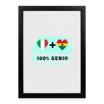 Drapeau de l’Italie et du Ghana 100 % ingénieur - Affiche encadrée (27 × 37 cm) - noir - Devant