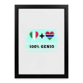 Italy and Gambia 100% genius flag - Framed poster (27 × 37 cm) - black - Front