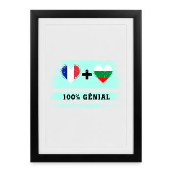 France et Bulgarie Drapeau 100% génial - Affiche encadrée (27 × 37 cm) - noir - Devant