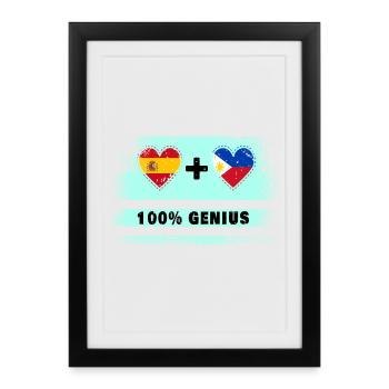 Spain and the Philippines flag 100% genius - Framed poster (27 × 37 cm) - black - Front
