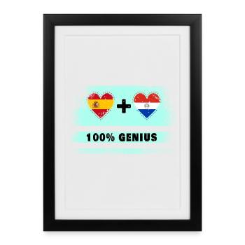 Spain and Paraguay flag 100% genius - Framed poster (27 × 37 cm) - black - Front
