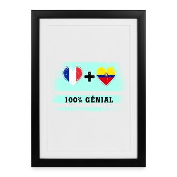 Flag France and Ecuador 100% awesome - Framed poster (27 × 37 cm) - black - Front