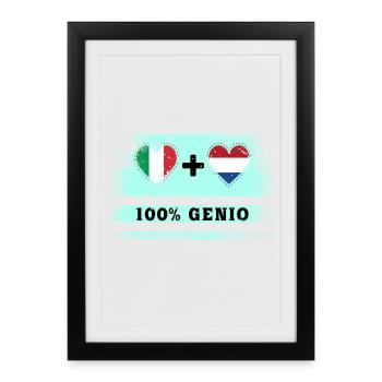 Drapeau 100% génie de l’Italie et des Pays-Bas - Affiche encadrée (27 × 37 cm) - noir - Devant