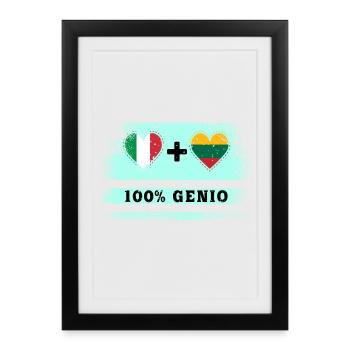 L’Italie et la Lituanie 100% drapeau de génie - Affiche encadrée (27 × 37 cm) - noir - Devant