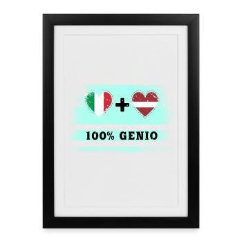 Italy and Latvia 100% genius flag - Framed poster (27 × 37 cm) - black - Front