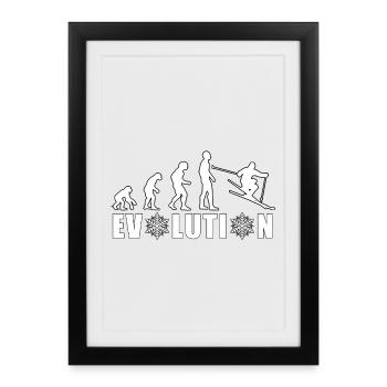 EVOLUTION Ski Cadeau d’hiver Cadeau de Noël - Affiche encadrée (27 × 37 cm) - noir - Devant