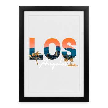 Los Angeles Sunset Cityscape - Framed poster (27 × 37 cm) - black - Front