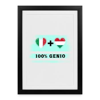Italie et Hongrie 100% drapeau de génie - Affiche encadrée (27 × 37 cm) - noir - Devant