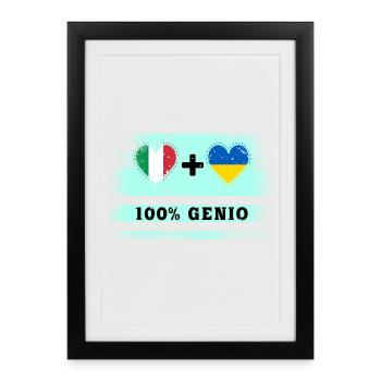 Italie et Ukraine 100% drapeau de génie - Affiche encadrée (27 × 37 cm) - noir - Devant