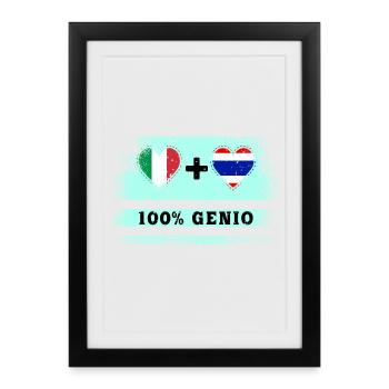 Italie et Thaïlande 100% drapeau de génie - Affiche encadrée (27 × 37 cm) - noir - Devant