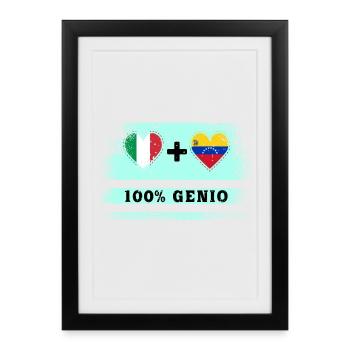 Italy and Venezuela 100% genius flag - Framed poster (27 × 37 cm) - black - Front