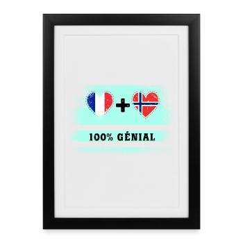 100% awesome France and Norway flag - Framed poster (27 × 37 cm) - black - Front