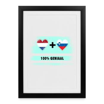 Drapeau 100% Genius de la Slovénie et des Pays-Bas - Affiche encadrée (27 × 37 cm) - noir - Devant