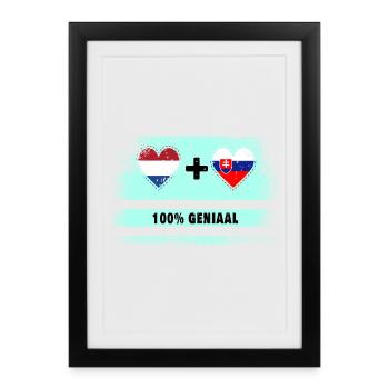 Slovaquie et Pays-Bas 100% Genius flag - Affiche encadrée (27 × 37 cm) - noir - Devant
