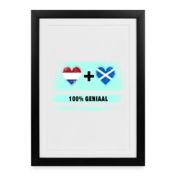 Ecosse et Pays-Bas 100% Genius flag - Affiche encadrée (27 × 37 cm) - noir - Devant
