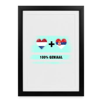 Serbia and the Netherlands 100% Genius flag - Framed poster (27 × 37 cm) - black - Front