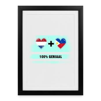 Philippines et Pays-Bas Drapeau 100% Genius - Affiche encadrée (27 × 37 cm) - noir - Devant