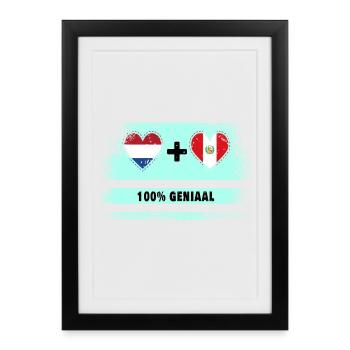 Pérou et Pays-Bas Drapeau 100% Genius - Affiche encadrée (27 × 37 cm) - noir - Devant