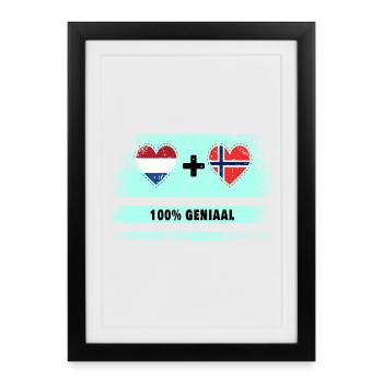 Norway and the Netherlands 100% Genius flag - Framed poster (27 × 37 cm) - black - Front