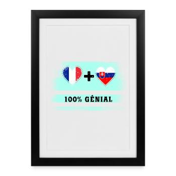 France et Slovaquie Drapeau 100% génial - Affiche encadrée (27 × 37 cm) - noir - Devant