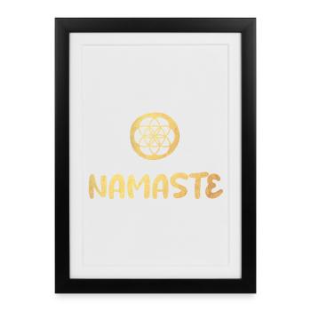 Namaste Fleur de Vie Or Yoga Méditation de luxe - Affiche encadrée (27 × 37 cm) - noir - Devant