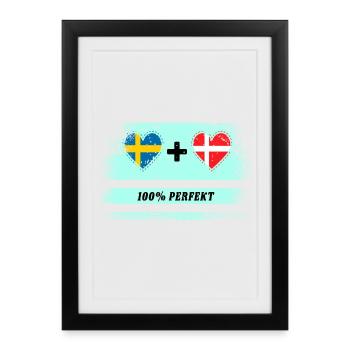 Danemark et Suède 100% Parfait / Cadeau - Affiche encadrée (27 × 37 cm) - noir - Devant