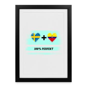 Equateur et Suède 100% Parfait / Cadeau - Affiche encadrée (27 × 37 cm) - noir - Devant