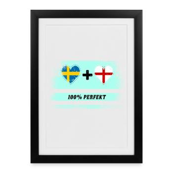 Angleterre et Suède 100% parfait / cadeau - Affiche encadrée (27 × 37 cm) - noir - Devant