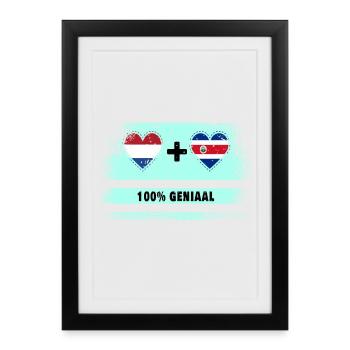 Costa Rica et Pays-Bas 100% Genius flag - Affiche encadrée (27 × 37 cm) - noir - Devant